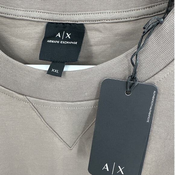 Armani Exchange Beige Crewneck Stretch Contrasting Band Sweatshirt Size XXL - Picture 8 of 11